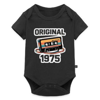 50th Birthday October 1975 Vintage Cassette - Baby Premium short-sleeve bodysuit - black - Front