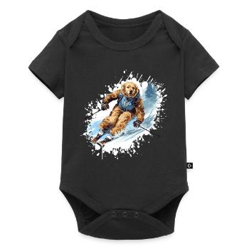 Golden Retriever Dog Ski Skiing - Baby Premium short-sleeve bodysuit - black - Front