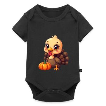 Bébé dinde de Thanksgiving - Body à manches courtes Premium Bébé - noir - Devant