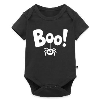 BOO! Lustiges Spinnen-Statement Spruch - Baby Premium Kurzarmbody - Schwarz - Vorne