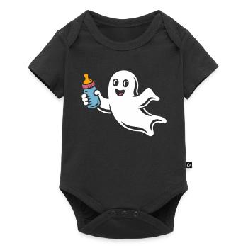 Fantôme joyeux avec bouteille - Body à manches courtes Premium Bébé - noir - Devant