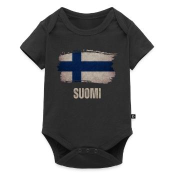Drapeau grunge de la Finlande, vintage Finlande - Body à manches courtes Premium Bébé - noir - Devant