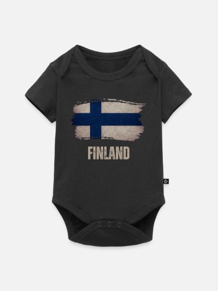 Vintage Suomi, Suomen lippu - Premium vauvojen lyhythihainen body - musta