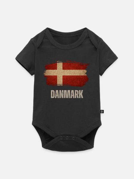 Bandera grunge de Dinamarca, orgullo danes - Premium kortærmet baby-body  - sort