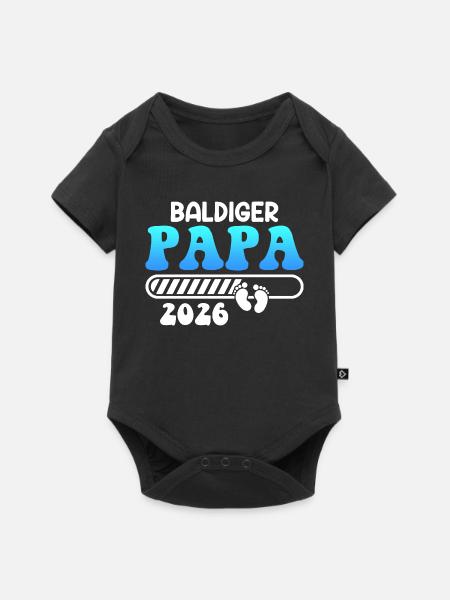 BALD PAPA 2026 Vaterschaft Lustiges - Baby Premium Kurzarmbody - Schwarz