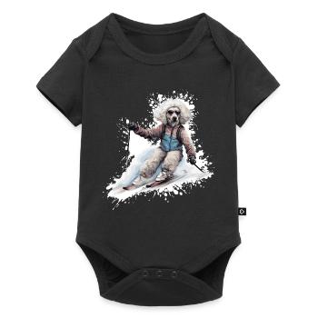 Caniche Chien Ski Ski - Body à manches courtes Premium Bébé - noir - Devant
