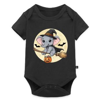 Cute Elephant Witch Halloween - Baby Premium short-sleeve bodysuit - black - Front