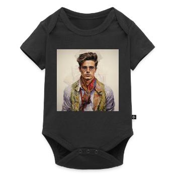 Vintage Glam Homme avec foulard en soie - Body à manches courtes Premium Bébé - noir - Devant