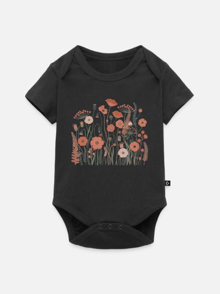 Boho Wildblumen – Blühende Harmonie - Baby Premium Kurzarmbody - Schwarz