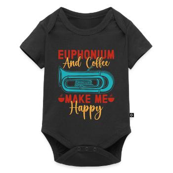 Le café à l’euphonium me rend heureux Marche de baryton - Body à manches courtes Premium Bébé - noir - Devant