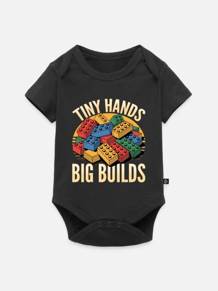 Building Blocks Kids Brick Builder - Baby Premium Kurzarmbody - Schwarz