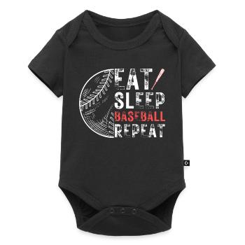 Manger dormir baseball répéter - Body à manches courtes Premium Bébé - noir - Devant