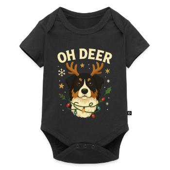 Cute Australian Shepherd Christmas Design - Baby Premium short-sleeve bodysuit - black - Front