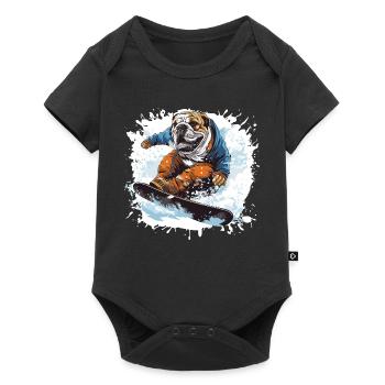 Bulldog Dog Snowboard - Baby Premium short-sleeve bodysuit - black - Front