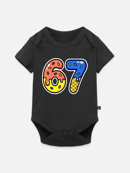 Siebenundsechzig, 67, 6, 7 - Baby Premium Kurzarmbody - Schwarz