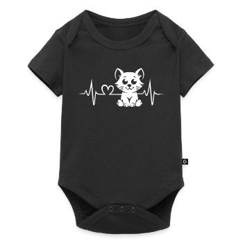 Cat Heartbeat - Motif de chat de dessin animé mignon - Body à manches courtes Premium Bébé - noir - Devant