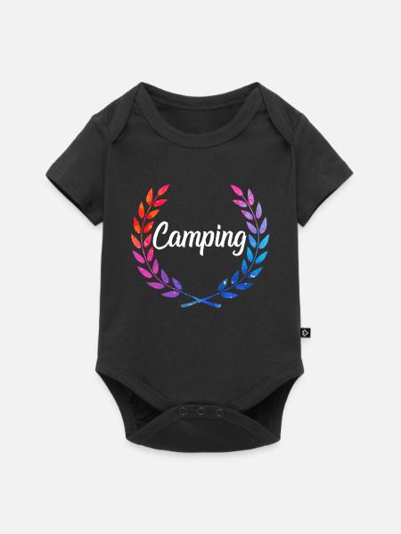 Camping Farblaurel Script - Baby Premium Kurzarmbody - Schwarz