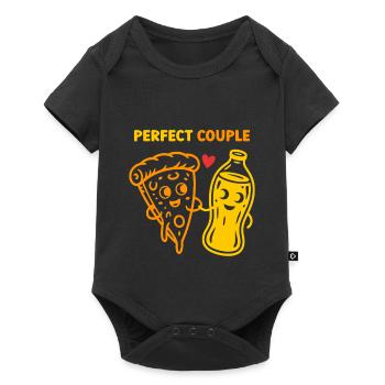 Couple parfait pizza et soda dessin animé art - Body à manches courtes Premium Bébé - noir - Devant