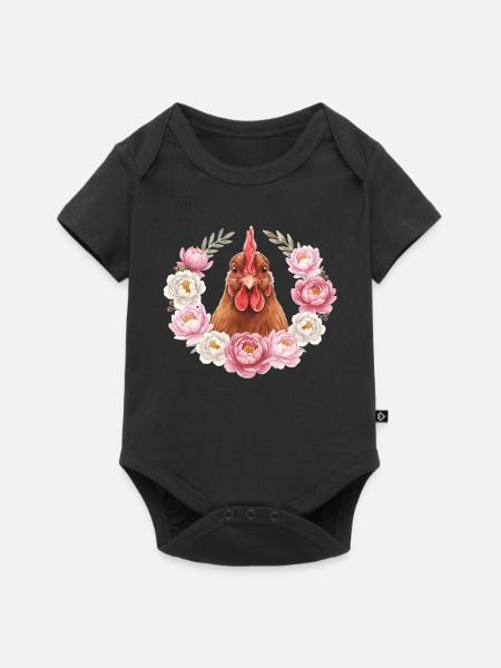 Braunes Huhn - Baby Premium Kurzarmbody - Schwarz