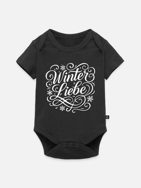 Winter Liebe Herz - Baby Premium Kurzarmbody - Schwarz