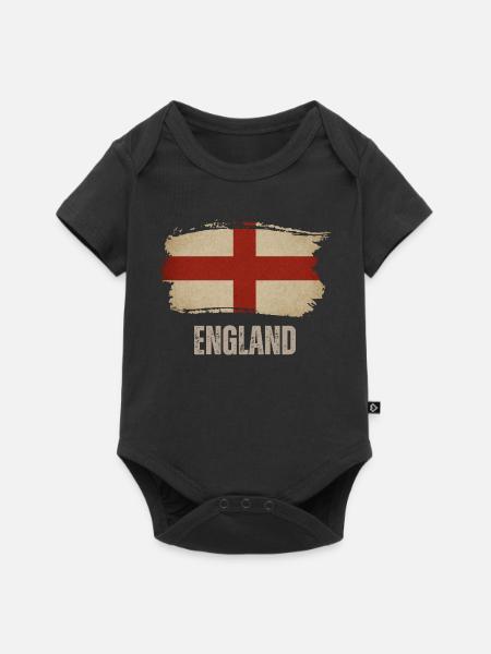 Flagge Englands, hergestellt in England - Baby Premium Kurzarmbody - Schwarz