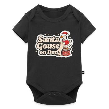 Oie du Père Noël en service Famille de Noël - Body à manches courtes Premium Bébé - noir - Devant
