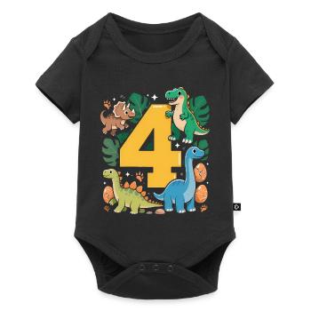 4 Year Old Cute Rex 4th Birthday Gift Funny - Baby Premium short-sleeve bodysuit - black - Front