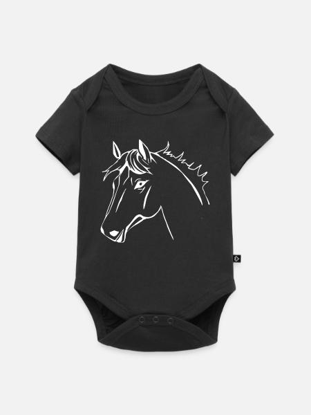 Pferde T-shirt Geschenk Reiter - Baby Premium Kurzarmbody - Schwarz