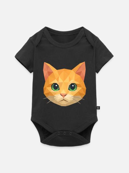 Polygon Katze – Geometrisches Katzen-Design - Baby Premium Kurzarmbody - Schwarz