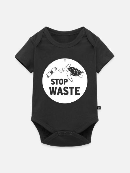 STOP WASTE - Baby Premium Kurzarmbody - Schwarz
