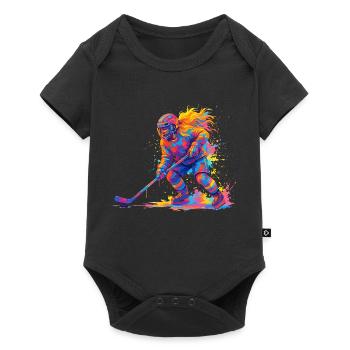 Eishockey Eishockeyspieler Frau - Baby Premium short-sleeve bodysuit - black - Front