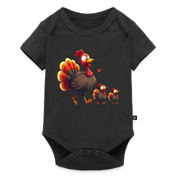 Bébé dinde de Thanksgiving - Body à manches courtes Premium Bébé - noir - Devant