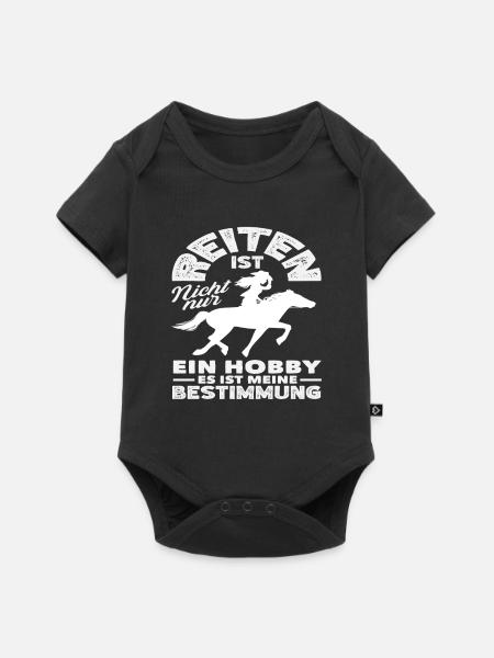 Hobby Bestimmung Pferdemädchen Reiten Ponyfans - Baby Premium Kurzarmbody - Schwarz