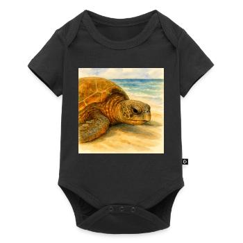 Tortue aquarelle près de la plage - Body à manches courtes Premium Bébé - noir - Devant