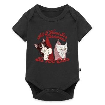TOUT CE QUE JE VEUX POUR NOËL, C’EST 100 CHATS - Body à manches courtes Premium Bébé - noir - Devant