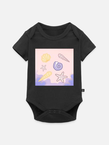 Pastellmeer Muscheln Seesterne - Baby Premium Kurzarmbody - Schwarz