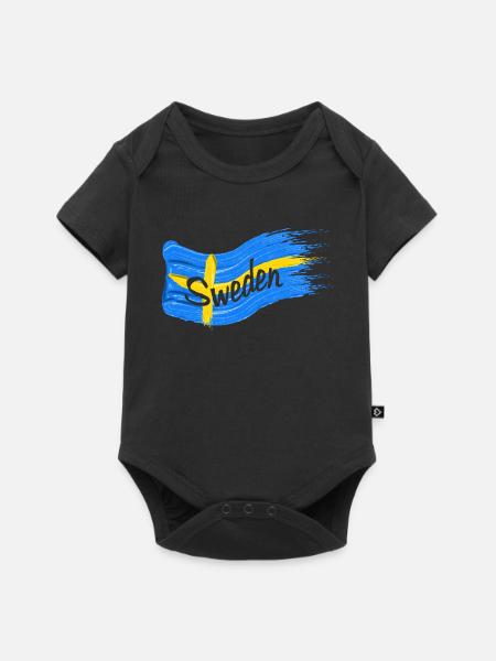 Schwedische Fahne - Baby Premium Kurzarmbody - Schwarz