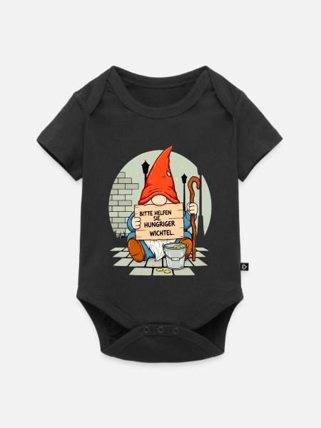 Hungeriger Wichtel | Bitte Helfen Sie Gnome - Baby Premium Kurzarmbody - Schwarz