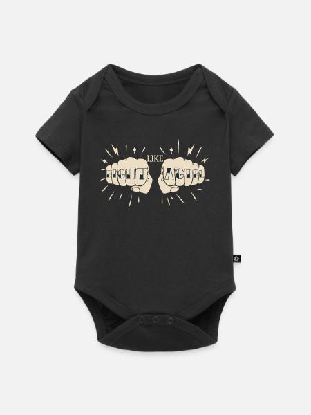 Fight Like a Girl Empowerment Feminist Fist Design - Baby Premium Kurzarmbody - Schwarz