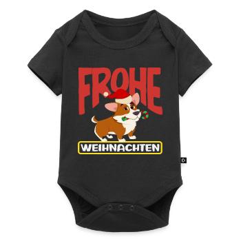 Corgi Joyeux Noël avec chapeau de Père Noël - Body à manches courtes Premium Bébé - noir - Devant