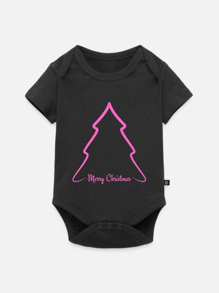 Neon Pink Weihnachtsbaum Outline - Baby Premium Kurzarmbody - Schwarz