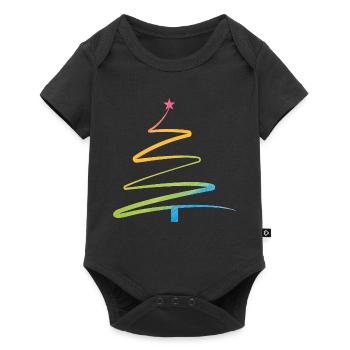 Rainbow Spiral Christmas Tree - Baby Premium short-sleeve bodysuit - black - Front