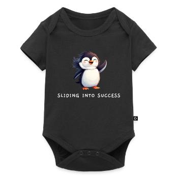 Cute Penguin "Sliding into Success" Quote - Baby Premium short-sleeve bodysuit - black - Front