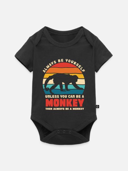 Be Yourself Monkey Retro Motiv - Baby Premium Kurzarmbody - Schwarz