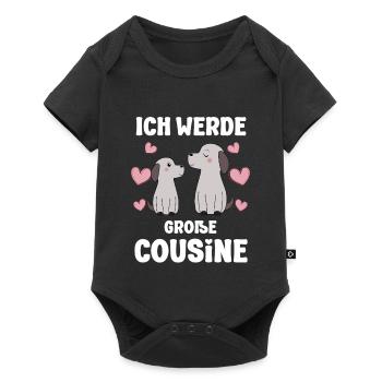 Un grand cousin annonce un chiot de chien - Body à manches courtes Premium Bébé - noir - Devant
