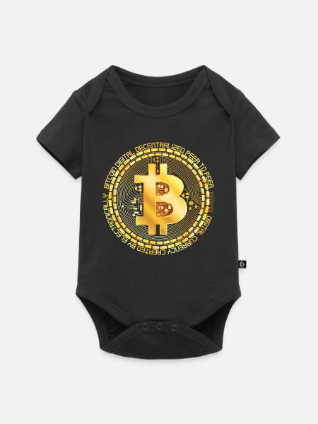 Bitcoin Gold Ring - Baby Premium Kurzarmbody - Schwarz