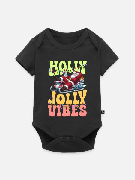 Santa Sleigh Holy Jolly Vibes - Baby Premium Kurzarmbody - Schwarz