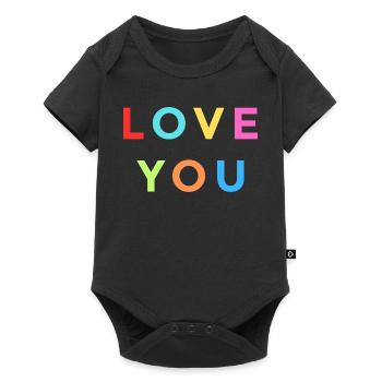 Design coloré LOVE YOU - Lettres arc-en-ciel - Body à manches courtes Premium Bébé - noir - Devant