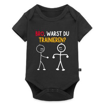 Strichmännchen WARST DU TRAINIEREN LUSTIG - Baby Premium Kurzarmbody - Schwarz - Vorne