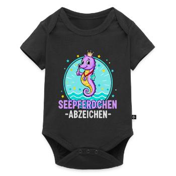 Hippocampe Badge Violet Natation Enfants - Body à manches courtes Premium Bébé - noir - Devant